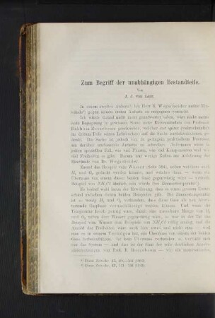 Zum Begriff der unabhängigen Bestanteile