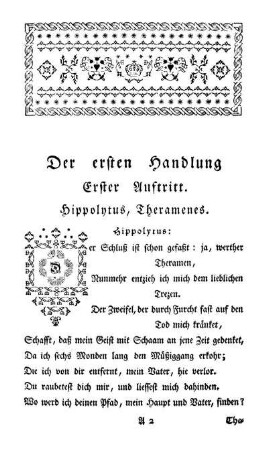 Der ersten Handlung [...] Auftritt.