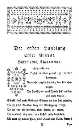 Der ersten Handlung [...] Auftritt.