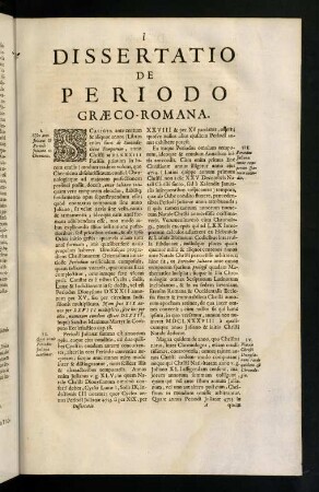 I-XLVIII, Dissertatio De Periodo Graeco-Romana