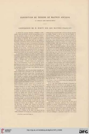5: Exposition de dessins de maitres anciens à l'École des Beaux-Arts : conférence de M. Burty sur les maitres franҫais