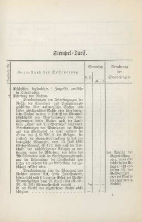 Stempel-Tarif