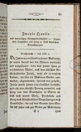 Zweyte Quelle des dermaligen Sittenverserbnisses - Luxus: oder Ueppigkeit und Hang zu bloß sinnlichen Vergnügungen.