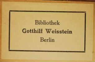 Weisstein, Gotthilf / Exlibris