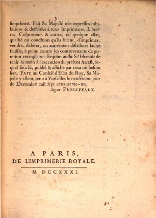 Arrest du Conseil d'Estat du Roy, qui ordonne la suppression d'un Imprimé ayant pour titre, Stephanus Josephus de la Fare, miseratione divinâ, & sanctae sedis Apostolicae gratiâ, Episcopus Dux Laudunensis, [et]c. : du 9. Decembre 1731