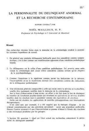 3-22, La personnalité du délinquants anormal et la recherche contemporaine