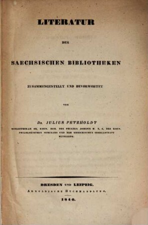 Literatur der Sächsischen Bibliotheken