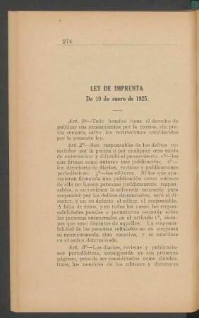 Ley de imprenta de 19 de enero de 1925.