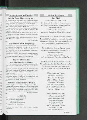 Gedicht des Monats Der Mai von Erich Kästner (1899-1874)