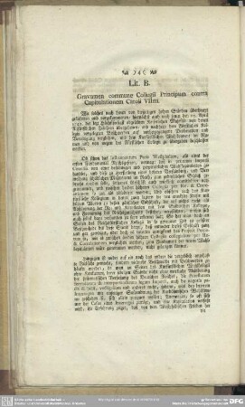 Lit. B. Gravamen commune Collegii Principum contra Capitulationem Caroli Ullmi