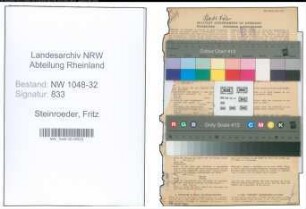 Entnazifizierung Fritz Steinroeder , geb. 30.03.1901 (Kaufmann)