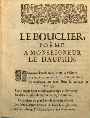 Le Bouclier : Poëme A Monseigneur Le Dauphin