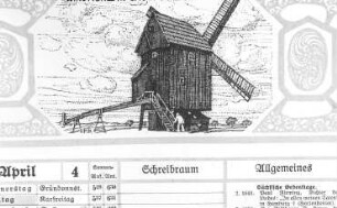 Schkeuditz-Dölzig. Bockmühle, nach einem Kalenderblatt, Ausschnitt