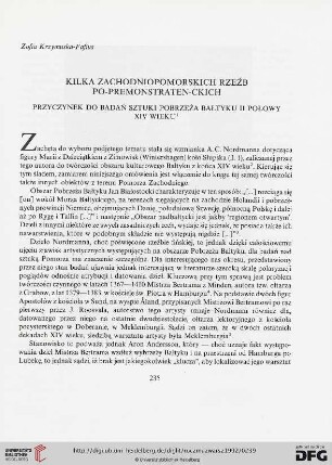 36: Kilka zachodniopomorskich rzeźb po-premonstraten-ckich : Przyczynek do badań sztuki pobrzeża Bałtyku II połowy XIV wieku