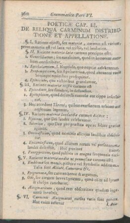 Poeticæ Cap. III. De Reliqua Carminum Distributione Et Appellatione.