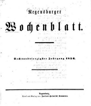 Regensburger Wochenblatt. 46. 1856