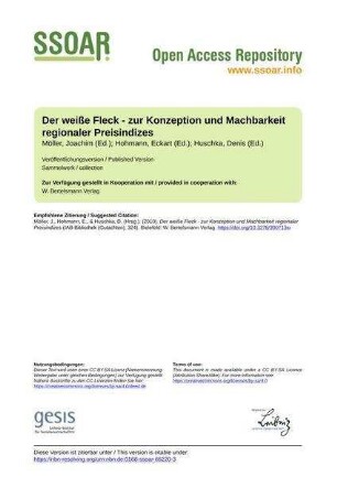Der weiße Fleck - zur Konzeption und Machbarkeit regionaler Preisindizes