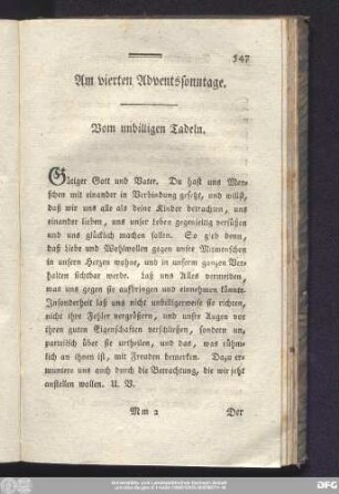 Am vierten Adventssonntage. Vom unbilligen Tadeln.