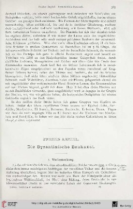 Zweites Kapitel: Die Byzantinische Baukunst