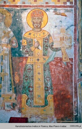 Die Ausmalung der Marienkirche : Szenen aus dem Leben Christi und Mariens : Reihe der Stifter: Königin Rusudan, Prinz Bagrat, König Georg II., Königin Helena, König Bagrat III, Katholikos Evdemon Chkhetidze und König David IV. der Erbauer