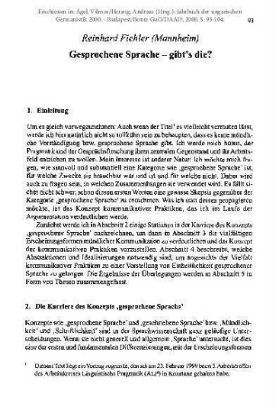 Gesprochene Sprache - gibt’s die?