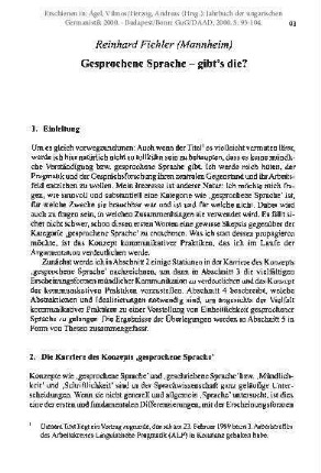 Gesprochene Sprache - gibt’s die?