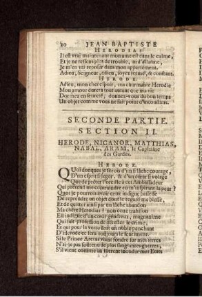 Section II. Herode, Nicanor, Matthias, Nabal, Aram, le Capitaine des Gardes