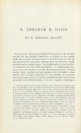 R. Abraham b. David et B. Zerahya ha-Lévi