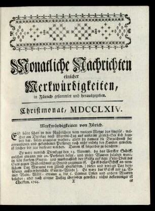 Christmonat, , MDCCLXIV