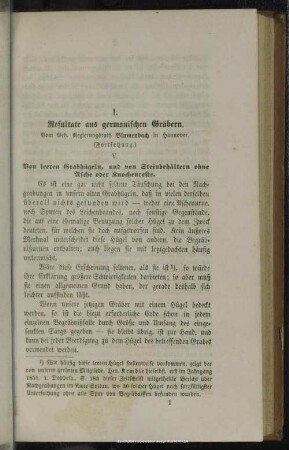 I. Resultate aus germanischen Gräbern : (Fortsetzung.)