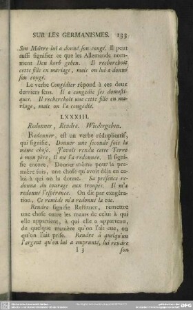 LXXXIII. Redonner, Rendre. Wiedergeben