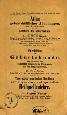 Neue Zeitschrift für Geburtskunde. 29,2, 29,2. 1851