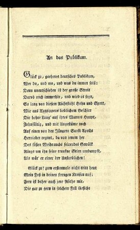 An das Publikum.