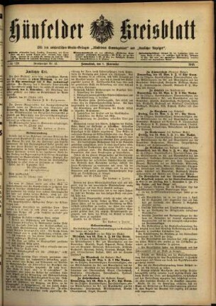Ausgabe vom Samstag, den 01. November 1913.