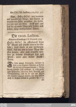 Die CXLIX. Lection. Gehalten Dienstags d. 6. Novemb. 1725.