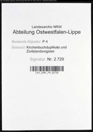 Zivilstandsregister von Rhynern (A 1813). (Gemeinde: Rhynern, Kreis Unna)