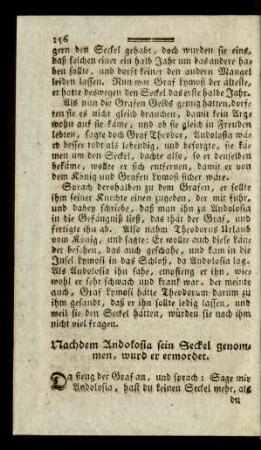 Nachdem Andolosia sein Seckel genommen, wurd er ermordet.