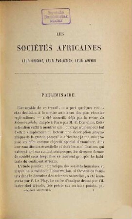 Les Sociétés africaines
