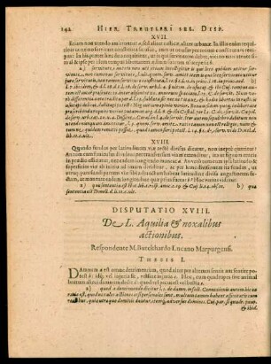 Disputatio XVIII. De L. Aquilia et noxalibus actionibus.