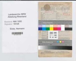 Entnazifizierung Hermann Eicks, geb. 10.08.1892 (Steuergehilfe)