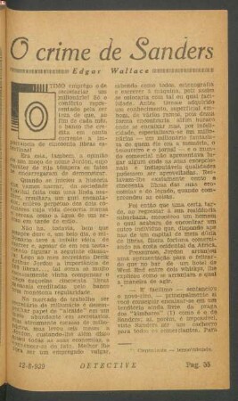 O crime de Sanders : [Pequena novela]