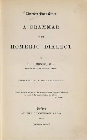 A grammar of the Homeric dialect