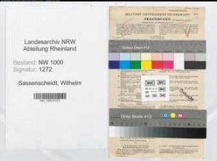 Entnazifizierung Wilhelm Sassenscheidt, geb. 23.01.1895 (Beamter)