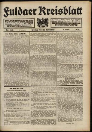 Ausgabe vom Freitag, den 22. November 1912.