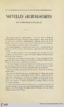 Nouvelles archéologiques et correspondance