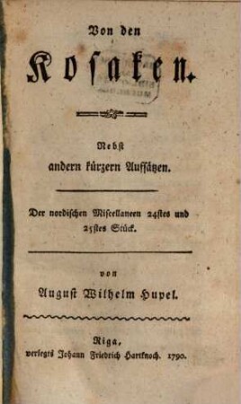 Der nordischen Miscellaneen ... Stück. 24/25, 24/25. 1790