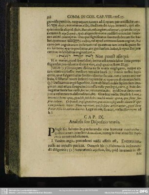 Cap. IX. Analysis seu Dispositio textus
