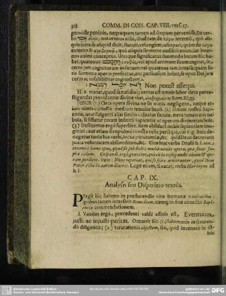 Cap. IX. Analysis seu Dispositio textus