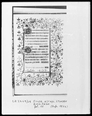 Fragment eines Stundenbuches — Initiale B und D und Bordüre, Folio 15recto