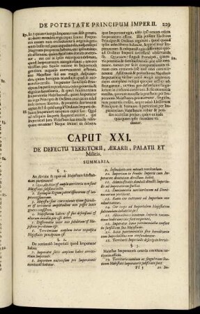 Caput XXI. De Defectu Territorii, Ærarii, Palatii Et Militis.